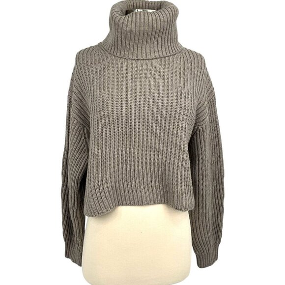 Babaton Sweaters - Babaton Guell Turtleneck Sweater Turner Taupe Size S Cropped 100% Merino Wool